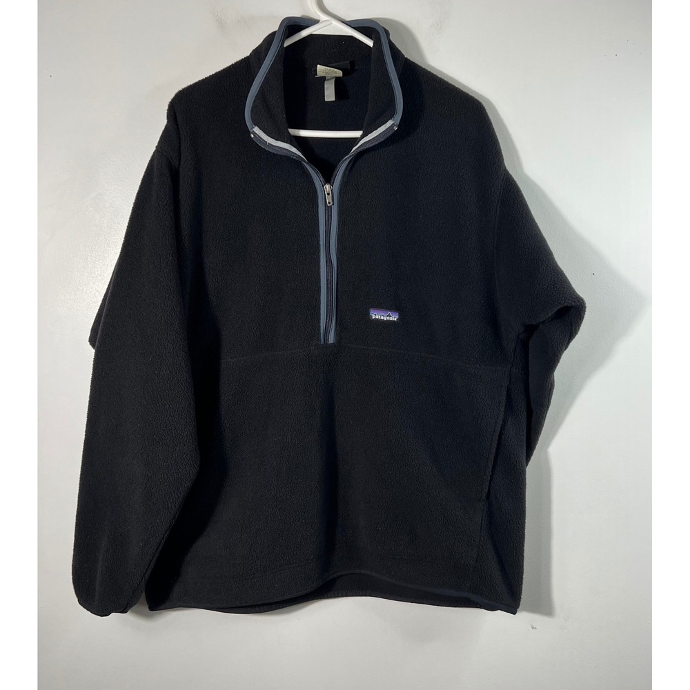 Vintage 90s Patagonia Synchilla Fleece 1/4 Zip Pullover Black XL